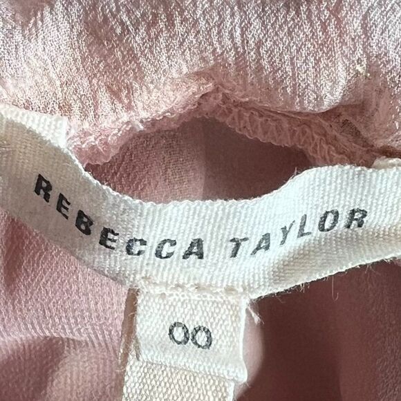 Rebecca Taylor Powder Pink and Gold Silk Blouse Size XXS - Picture 6 of 8